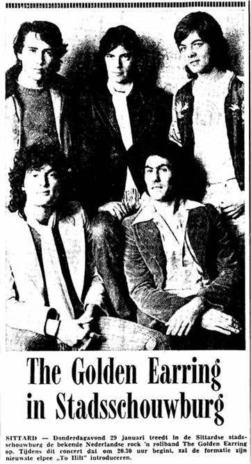 Golden Earring show tickets January 29, 1976 Sittard - Stadsschouwburg